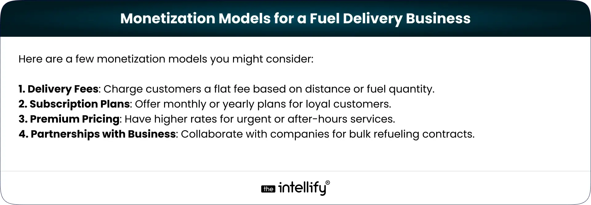 Fuel Delivery Business Monetization Models
